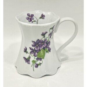 Violet Flower Mug Cup Mug Purple Tall February Teacup Cottagecore Garden